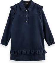 Scotch & Soda Kids' Long Sleeve Ruffled Corduroy Dress