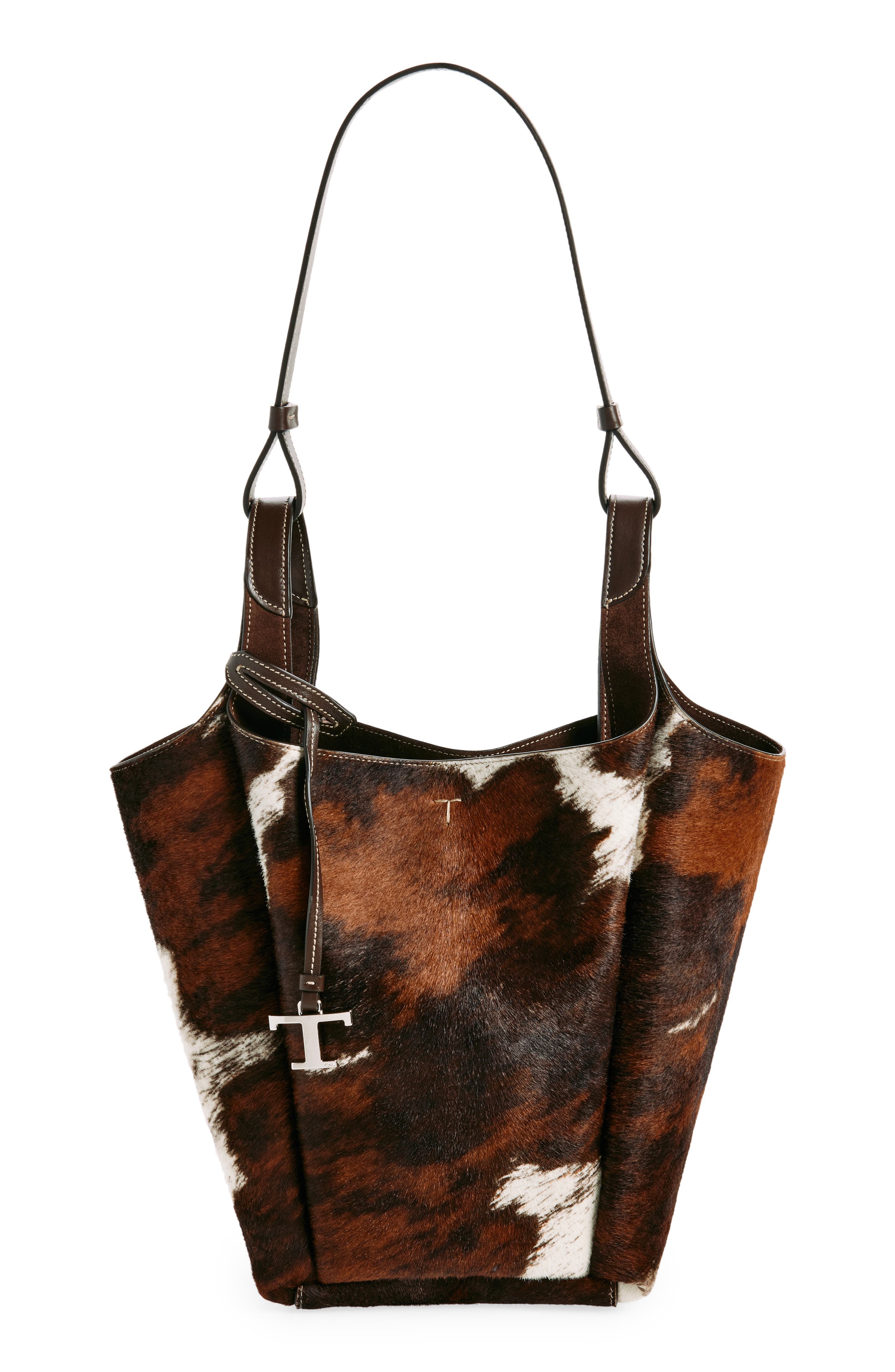 Tod's Small T-Timeless Genuine Calf Hair Bucket Bag, Main, color, 