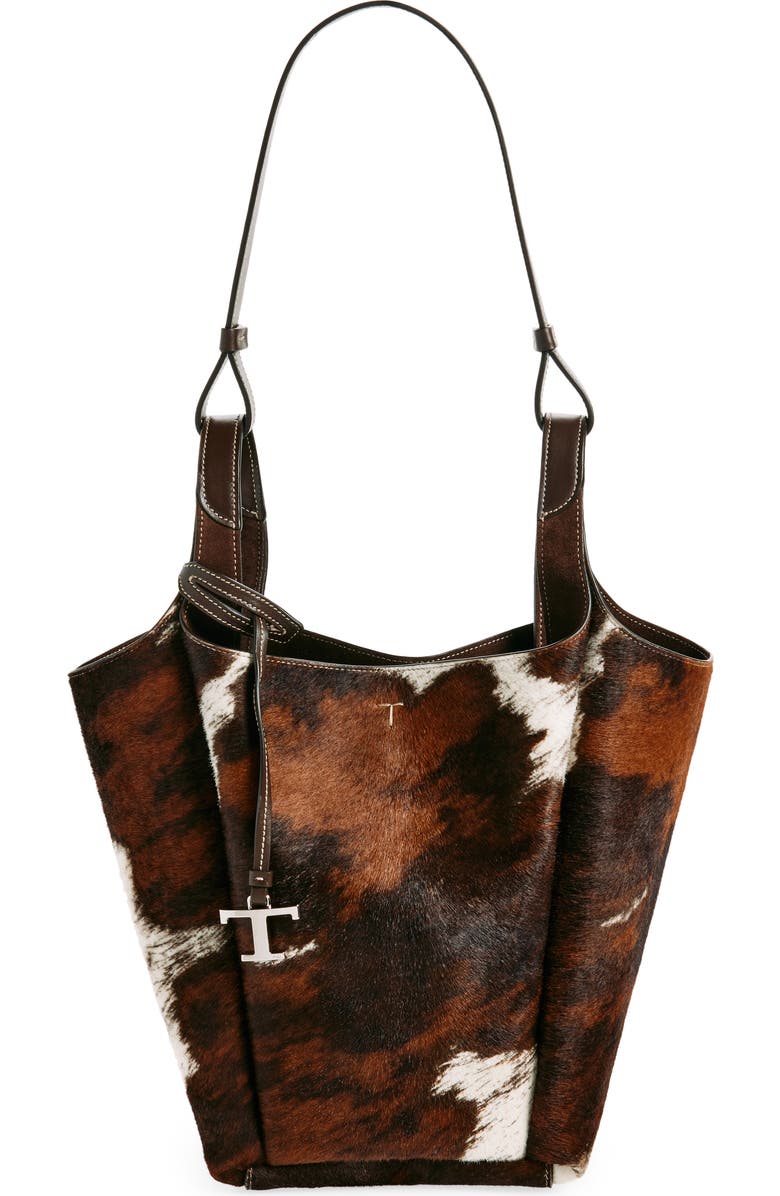 Tod's Small T-Timeless Genuine Calf Hair Bucket Bag, Main, color,