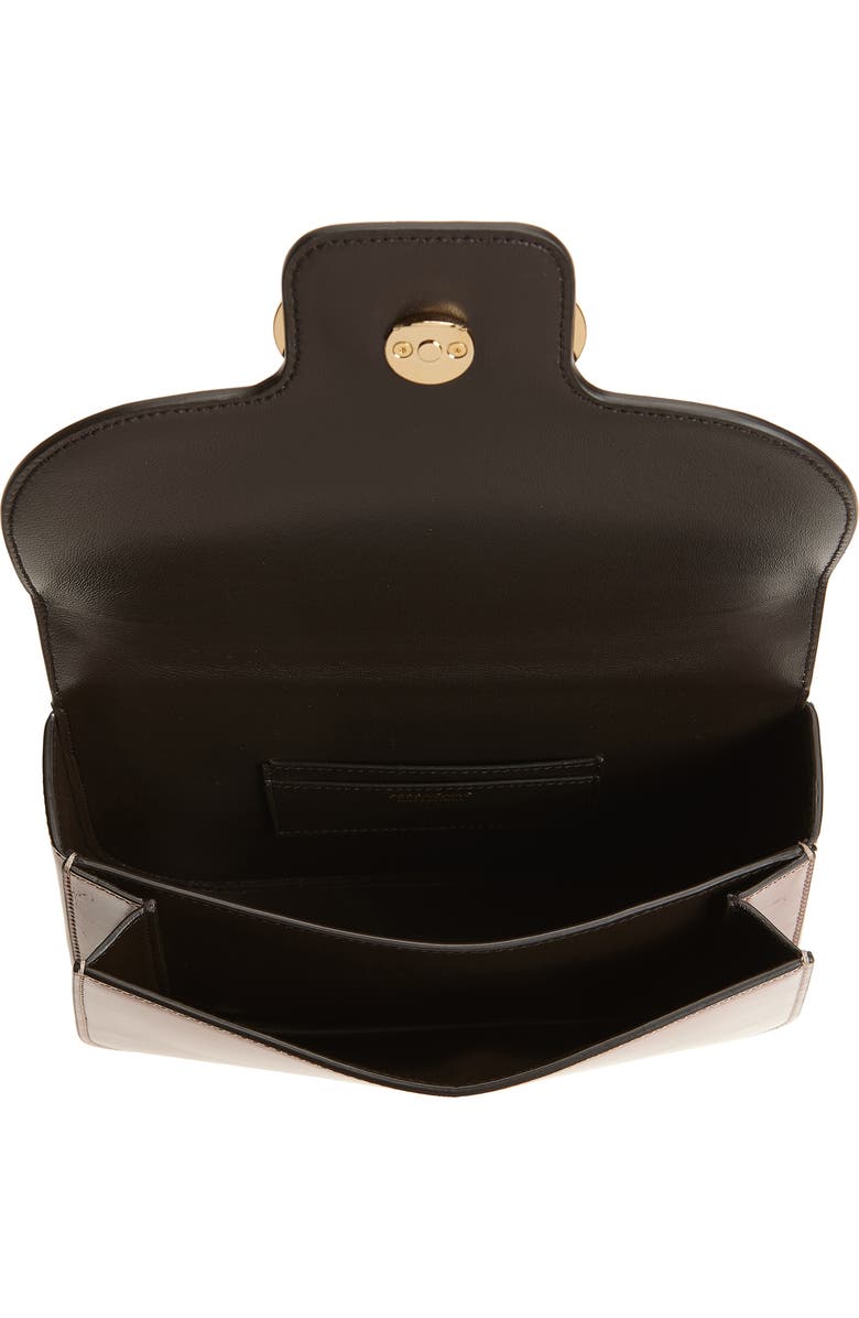 FERRAGAMO Double Gancio Leather Crossbody Bag, Alternate, color, Dark Cognac/ Testa Di Moro