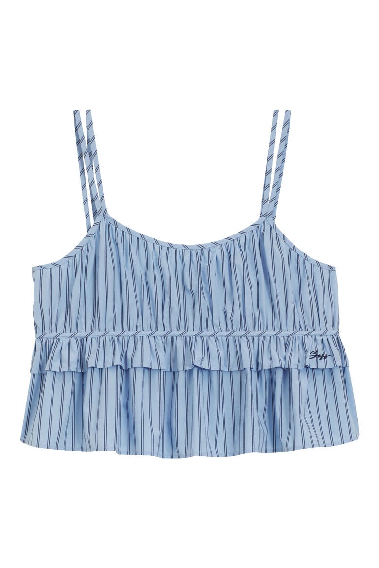 Crop Ruffle Cami, Alternate, color, BLUE STRIPE