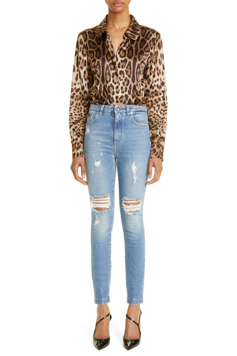 Audrey Ripped Ankle Skinny Jeans, Alternate, color, BLUE