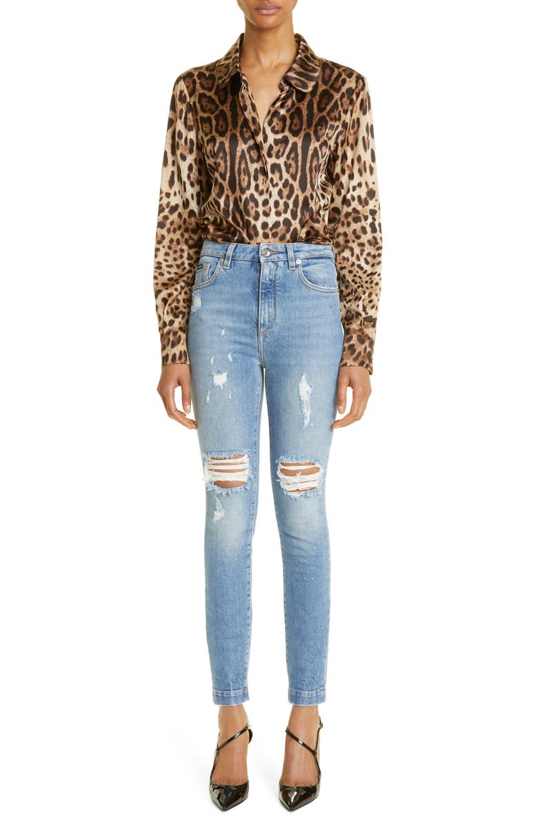 Dolce&Gabbana Audrey Ripped Ankle Skinny Jeans, Alternate, color, 