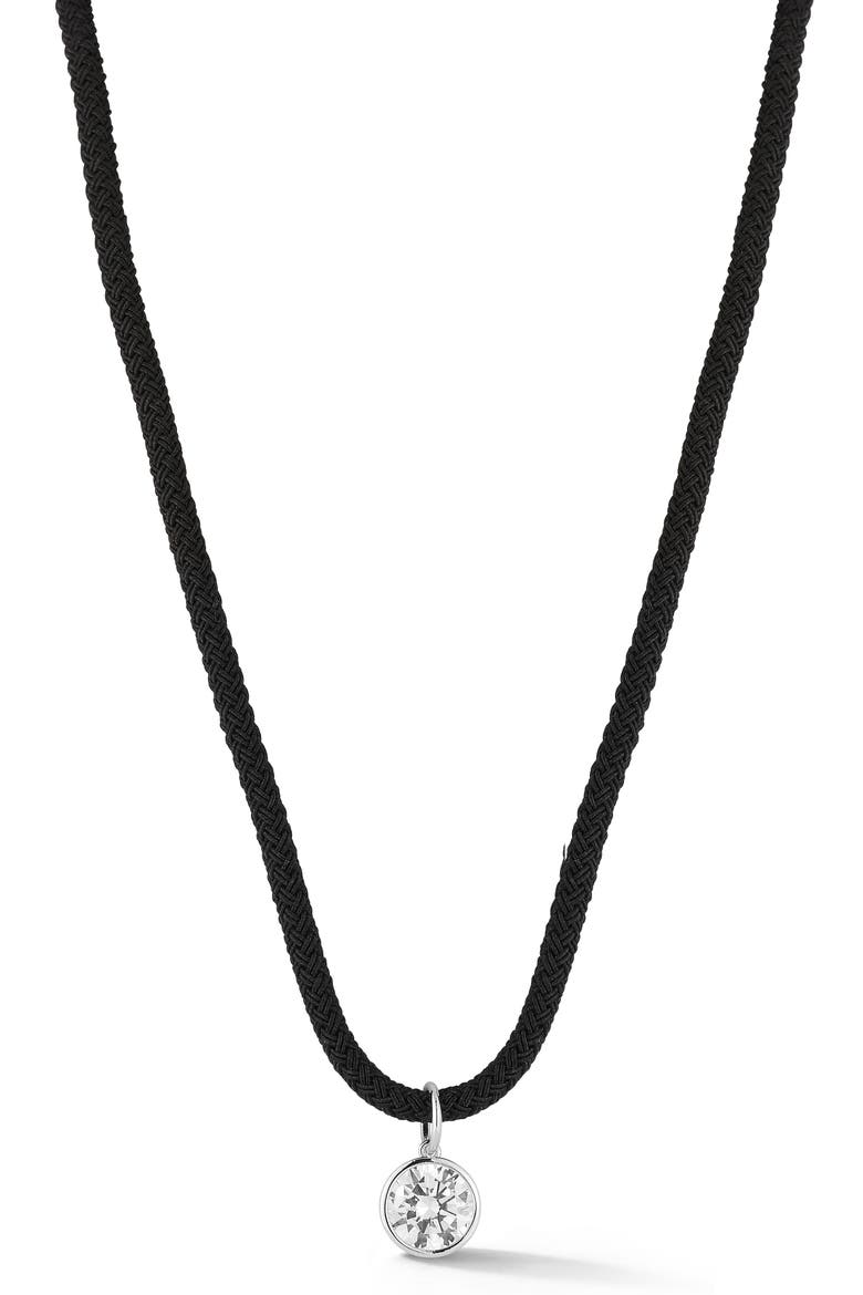 Solitaire Pendant Cord Necklace, Main, color, SILVER