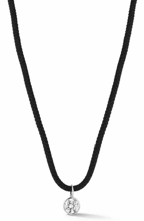 Solitaire Pendant Cord Necklace