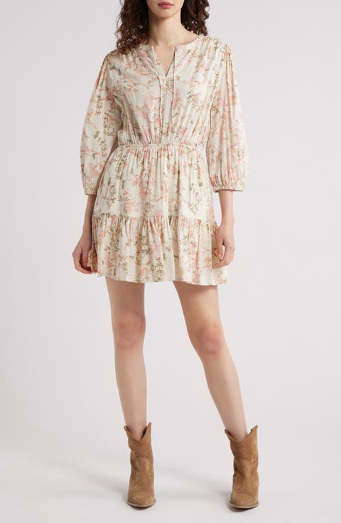 Print Tie Neck Minidress