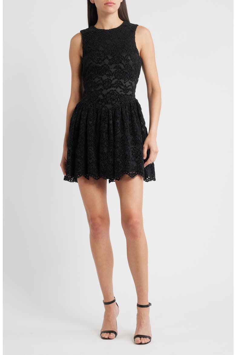 Elisie Lace Fit & Flare Cocktail Dress, Main, color, BLACK