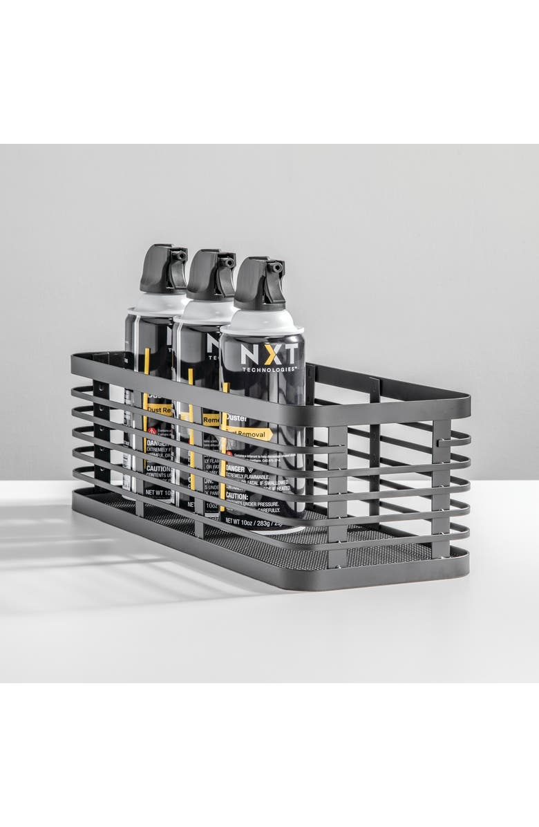 mDesign Metal Pantry Basket with Handles - Set of 4 - Matte Black, Alternate, color, Black