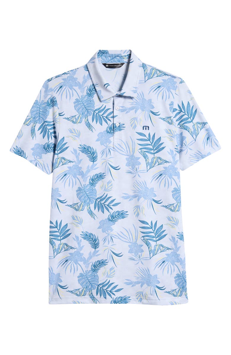 TravisMathew Featherweight Island Floral Polo, Alternate, color, Heather Light Grey/Blue