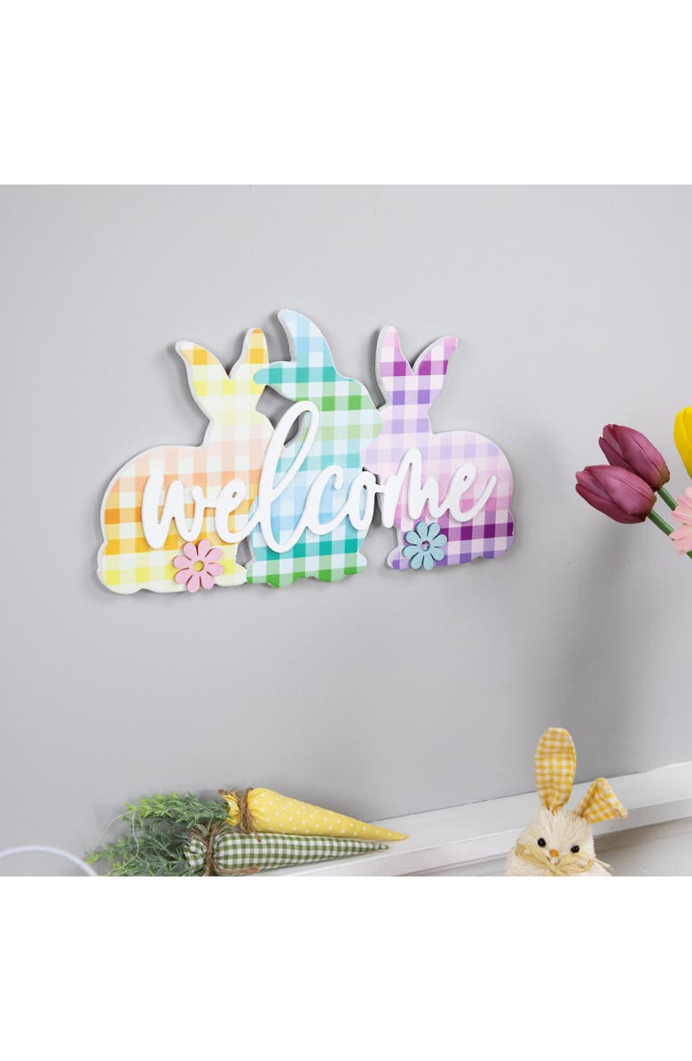 Northlight Gingham Bunnies Welcome Easter Wall Sign - 13.75", Alternate, color, Multi