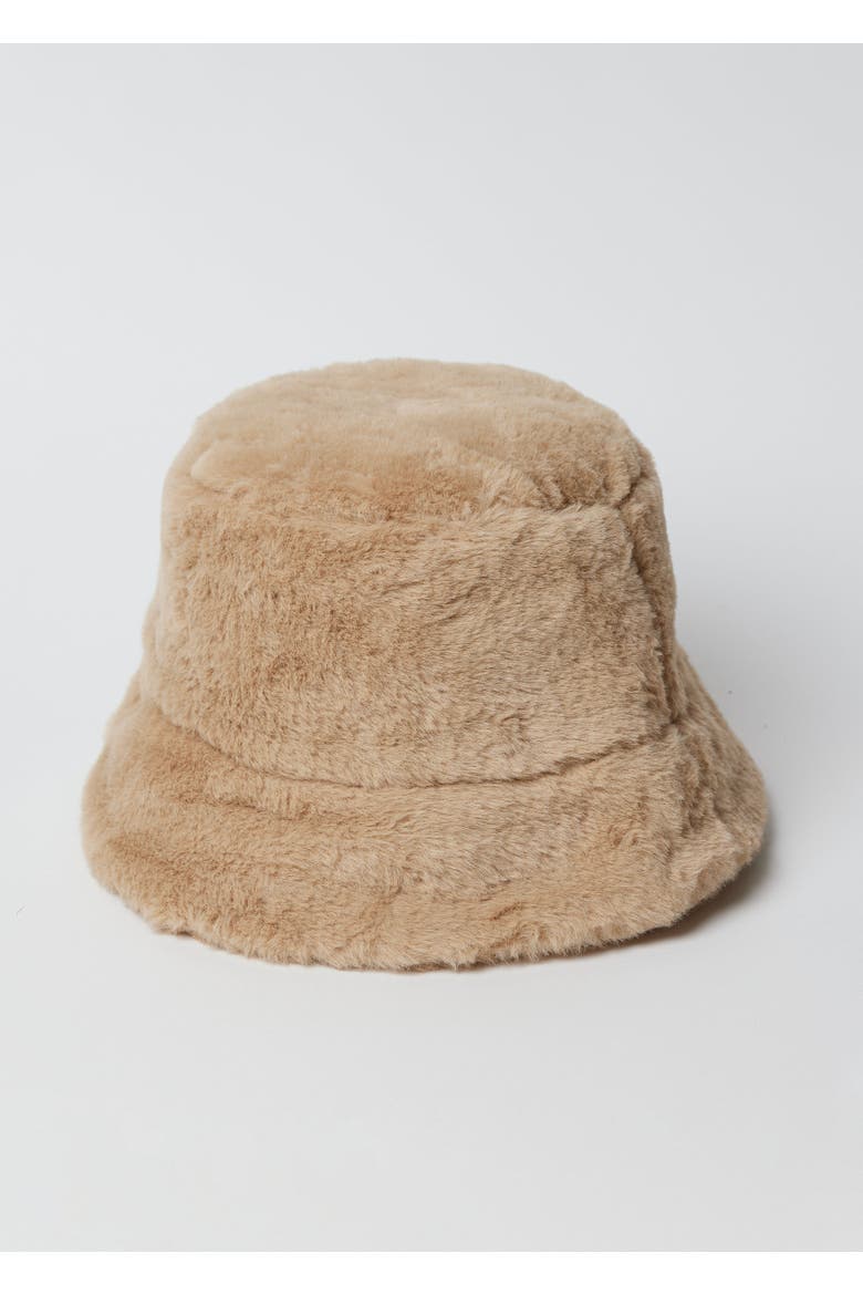Faux Fur Bucket Hat, Main, color, Tan