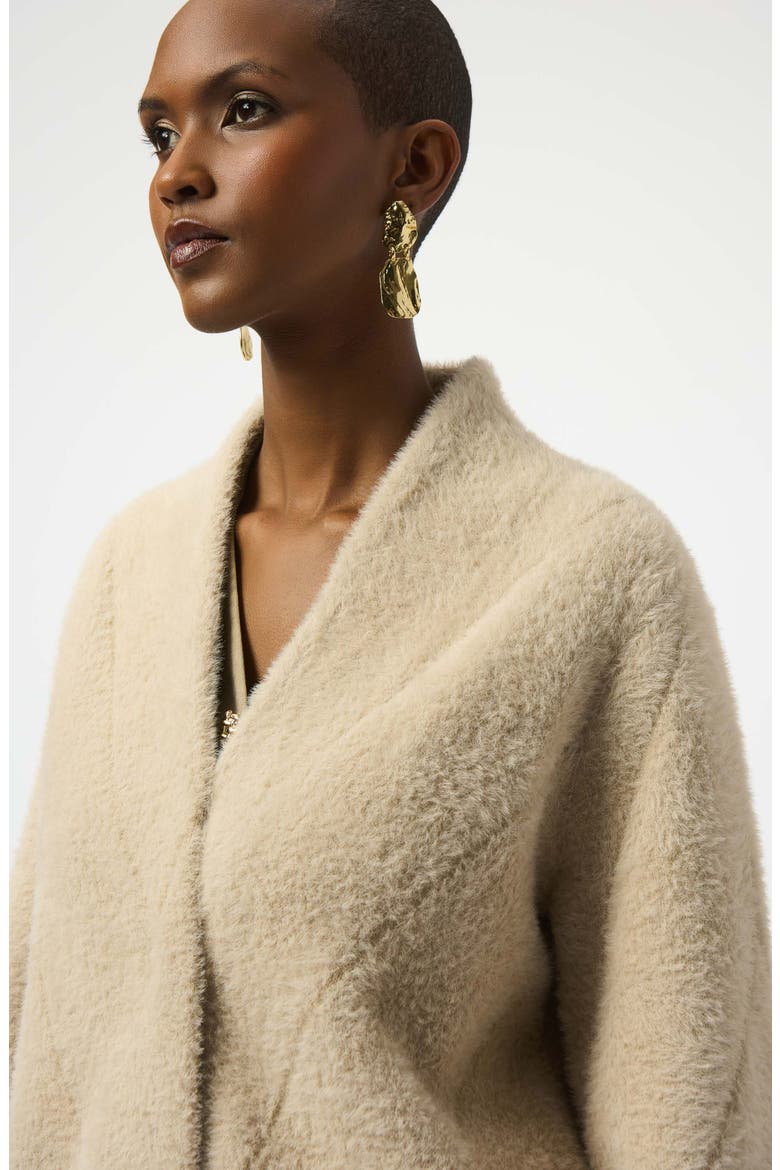 Feather Yarn Long Coat, Alternate, color, ALMOND