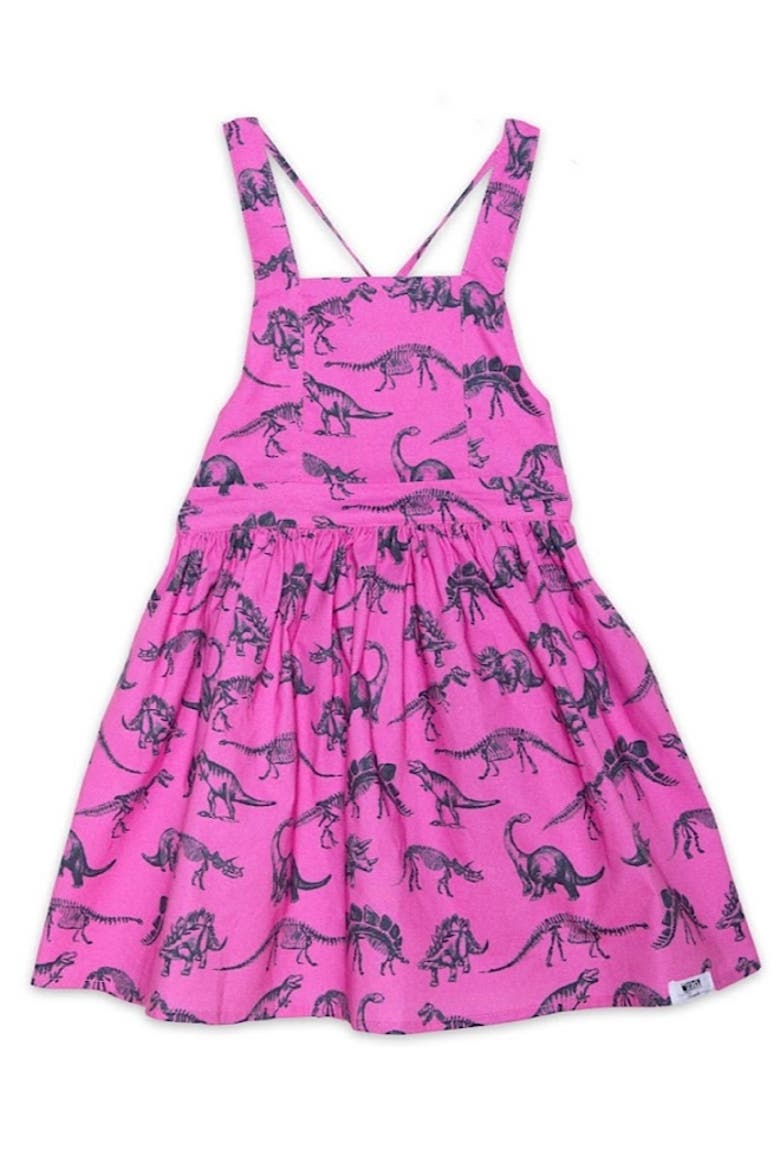 Girls Tie Back Dress, Main, color, Dino