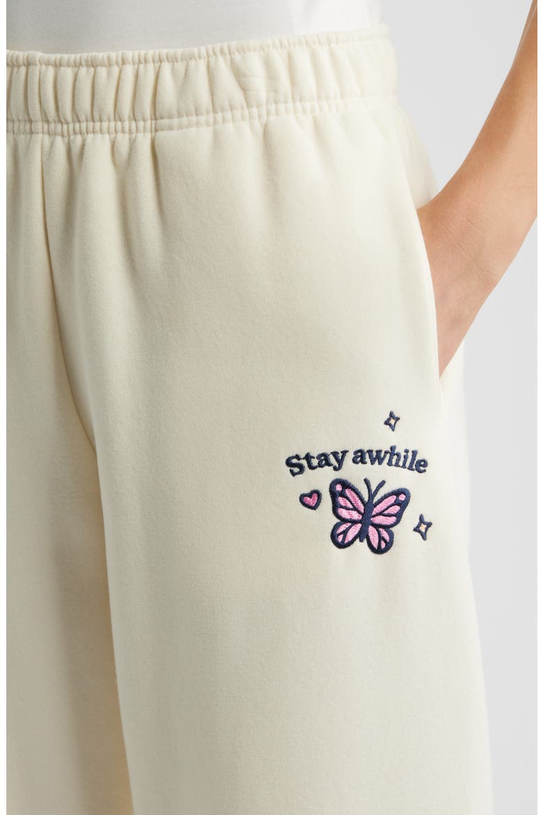 World is Better Embroidered Graphic Sweatpants, Alternate, color, CREAM