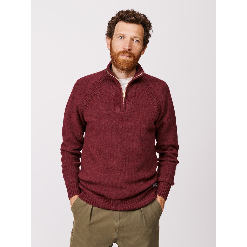 Aubin Pelham Zip Neck Sweater In Red