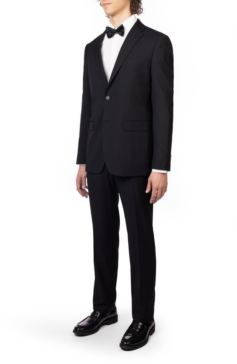 ZANETTI Black Trim Fit Mélange Suit, Alternate, color, Black