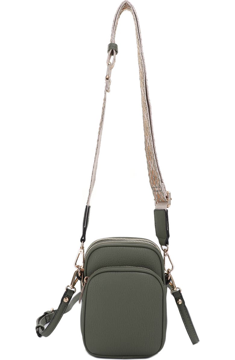 Mali + Lili Josephine Vegan Leather Crossbody Bag, Main, color, Hunter Green/Tri