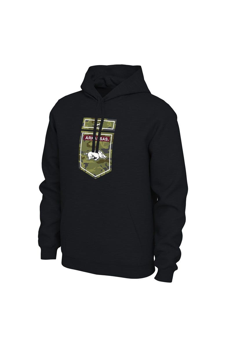 Nike Men's Nike Black Arkansas Razorbacks Veterans Camo Pullover Hoodie, Alternate, color, 