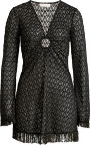 Ramy Brook Cassie Zigzag Long Sleeve Knit Cover-Up Dress