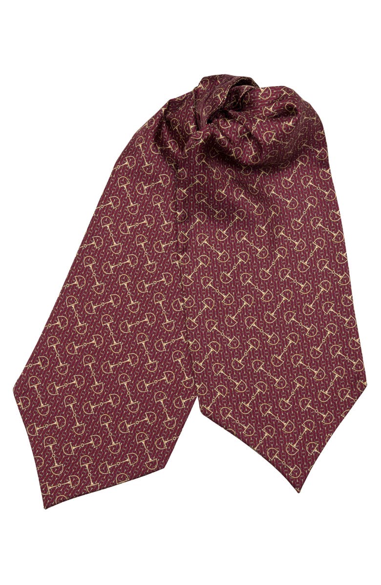 Elizabetta Derby - Silk Ascot Cravat Tie for Men, Main, color, Burgundy