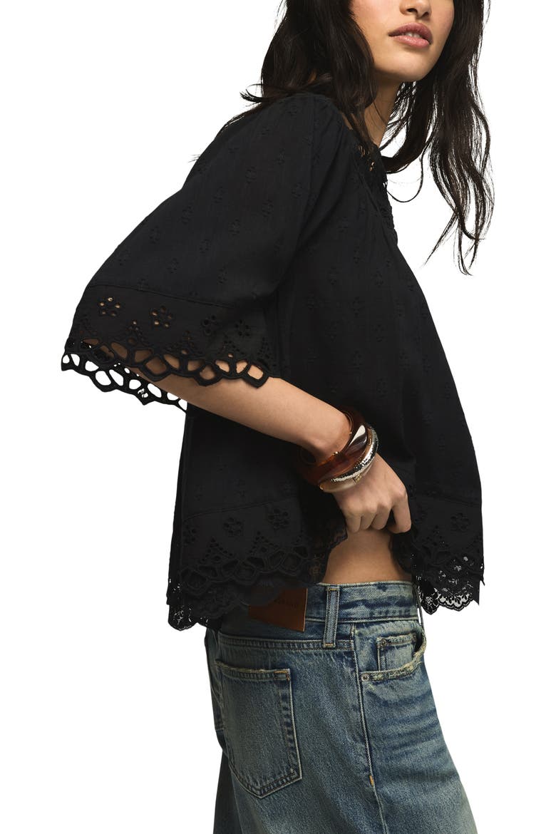Battenburg Lace Embroidered Top, Alternate, color, CAVIAR