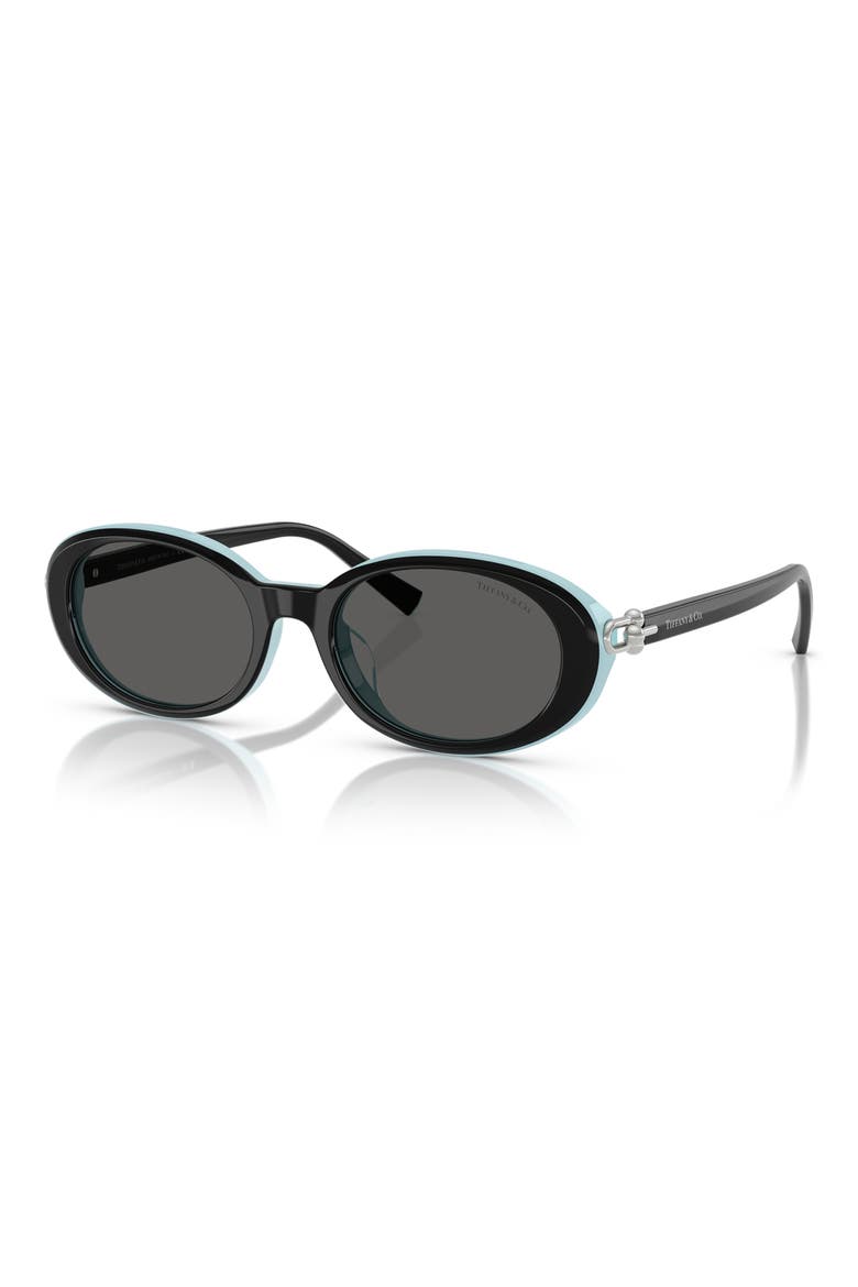 54mm Oval Sunglasses, Alternate, color, BLACK ON TIFFANY BLUE / DARK GREY