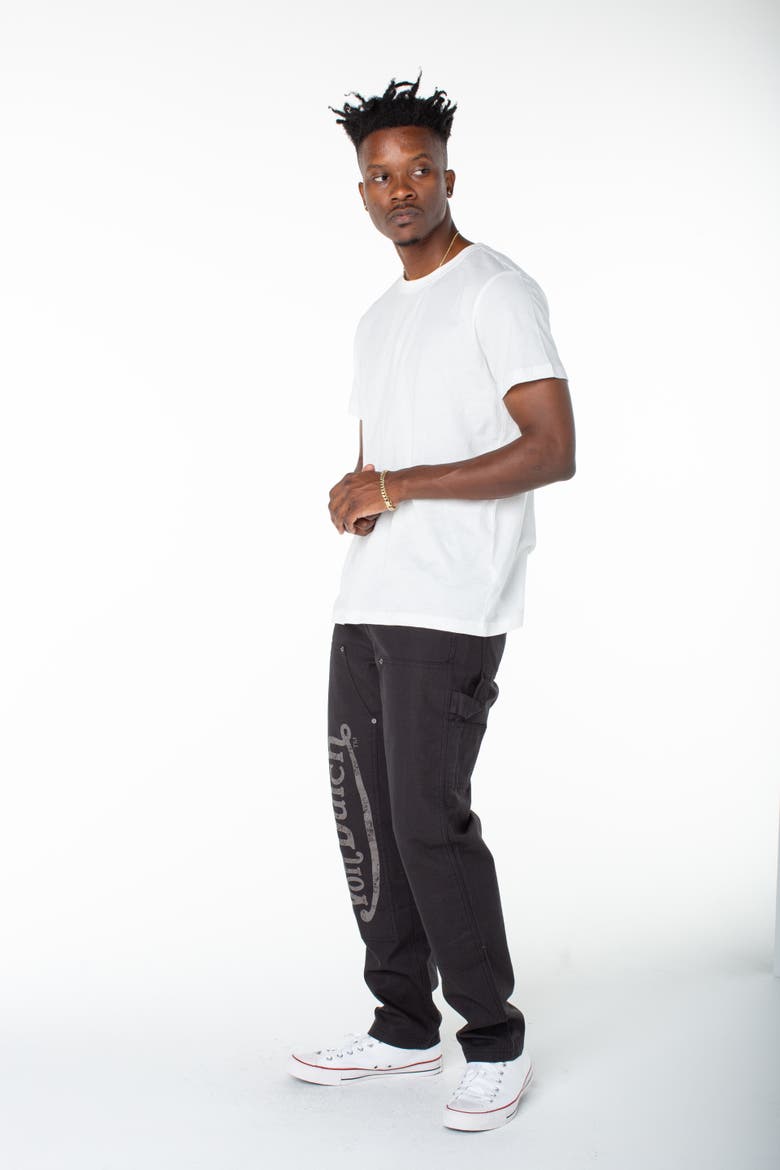 Double Front Straight Leg Carpenter Pants, Alternate, color, BLACK SOOT