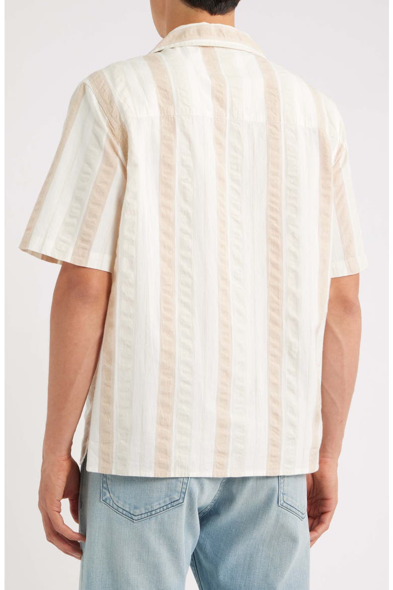 Didicot Stripe Cotton Seersucker Camp Shirt, Alternate, color, ECRU / NATURAL