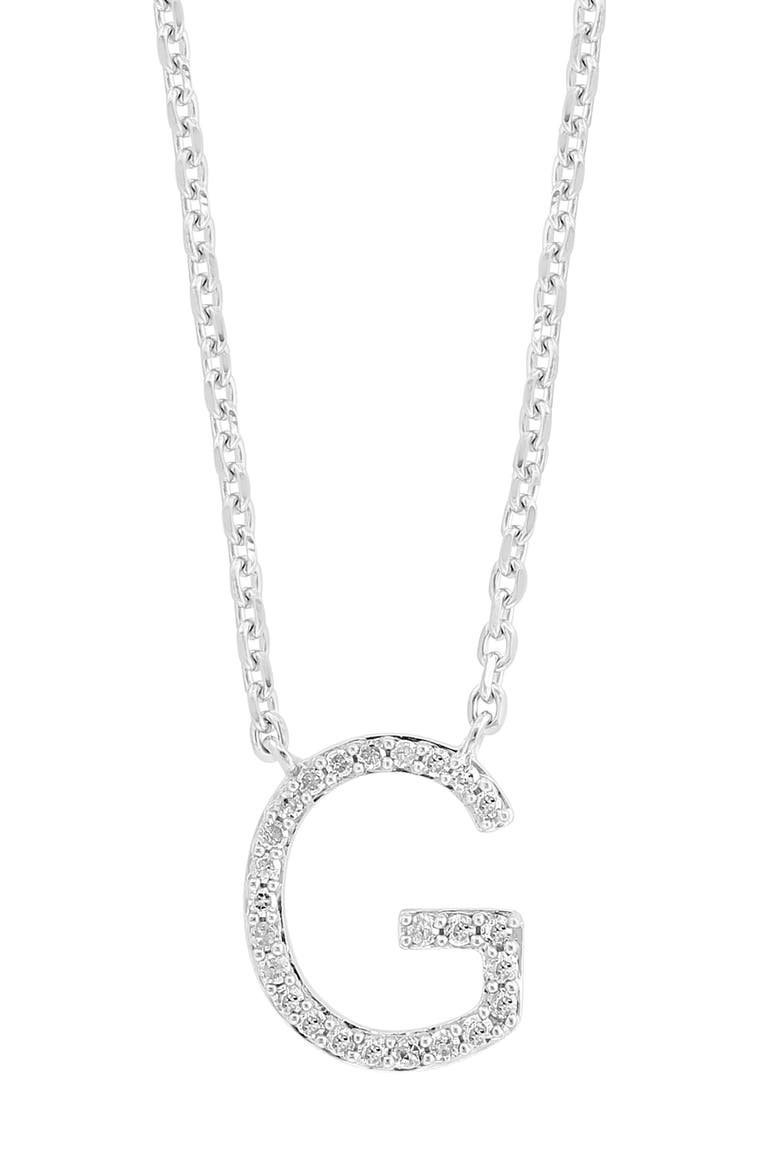 Diamond Initial Pendant Necklace, Alternate, color, SILVER