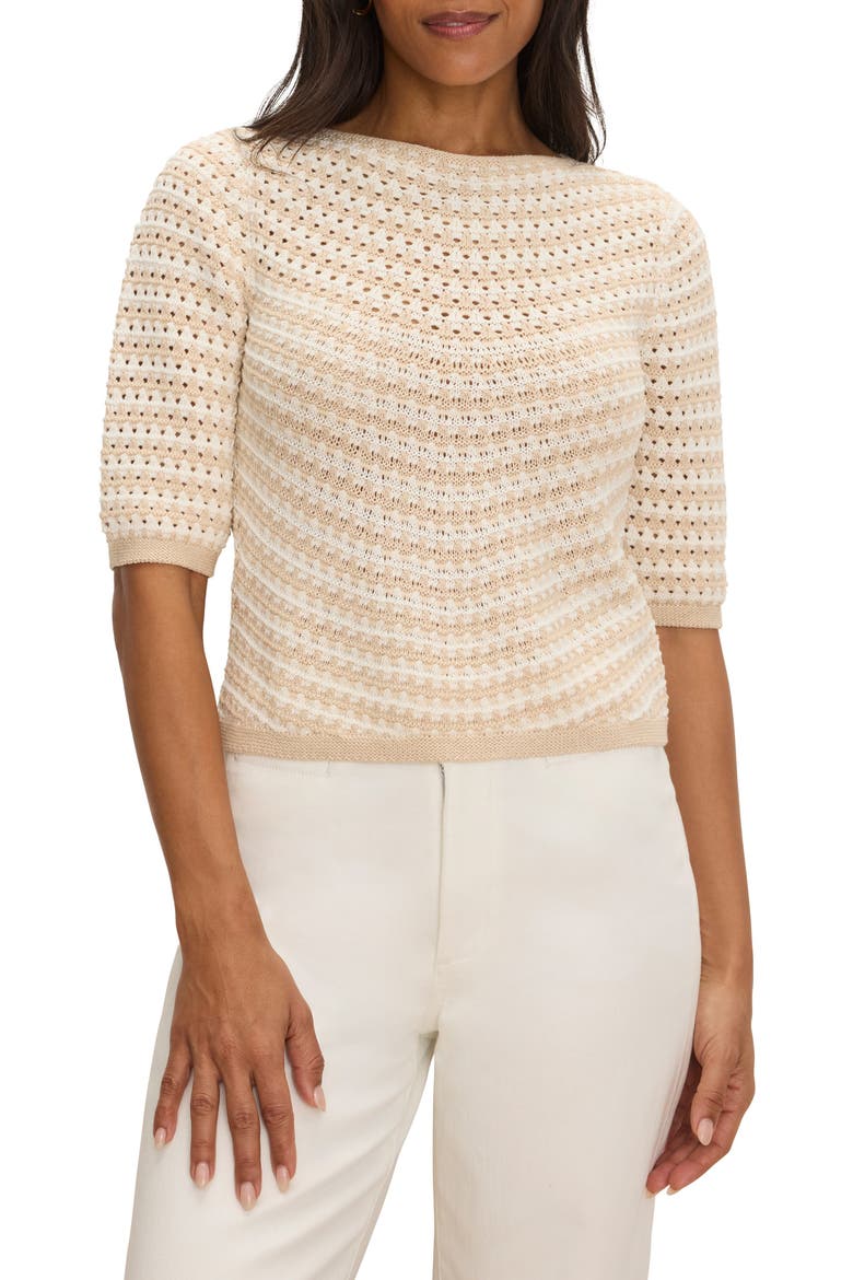 Stripe Pointelle Knit Sweater, Main, color, NEUTRAL MULTI