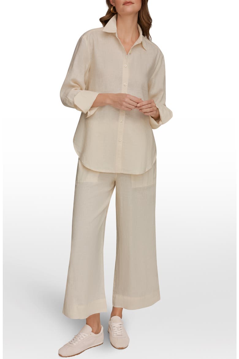 Linen Button-Up Shirt, Alternate, color, BUTTERCREAM