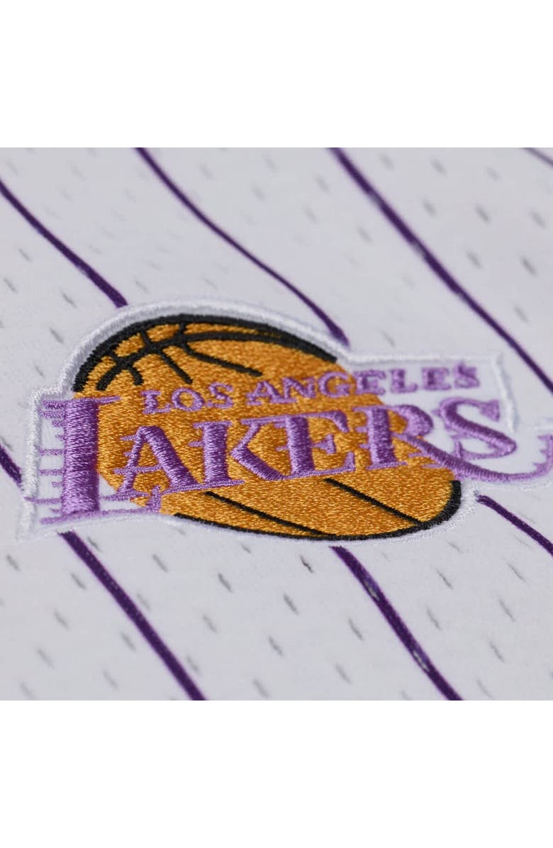 Mitchell & Ness Men's Mitchell & Ness White Los Angeles Lakers Head Coach Pinstripe Mesh Full-Button Baseball Jersey, Alternate, color, White