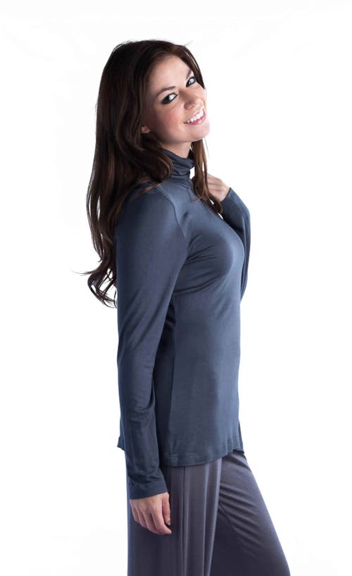 24seven Comfort Apparel Plus Size Classic Womens Long Sleeve Turtleneck In Gray