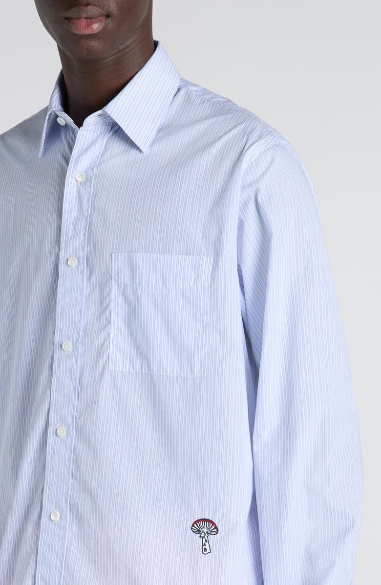 Bottega Veneta Stripe Cotton Poplin Button-Up Shirt, Alternate, color, 9006 White/ Blue