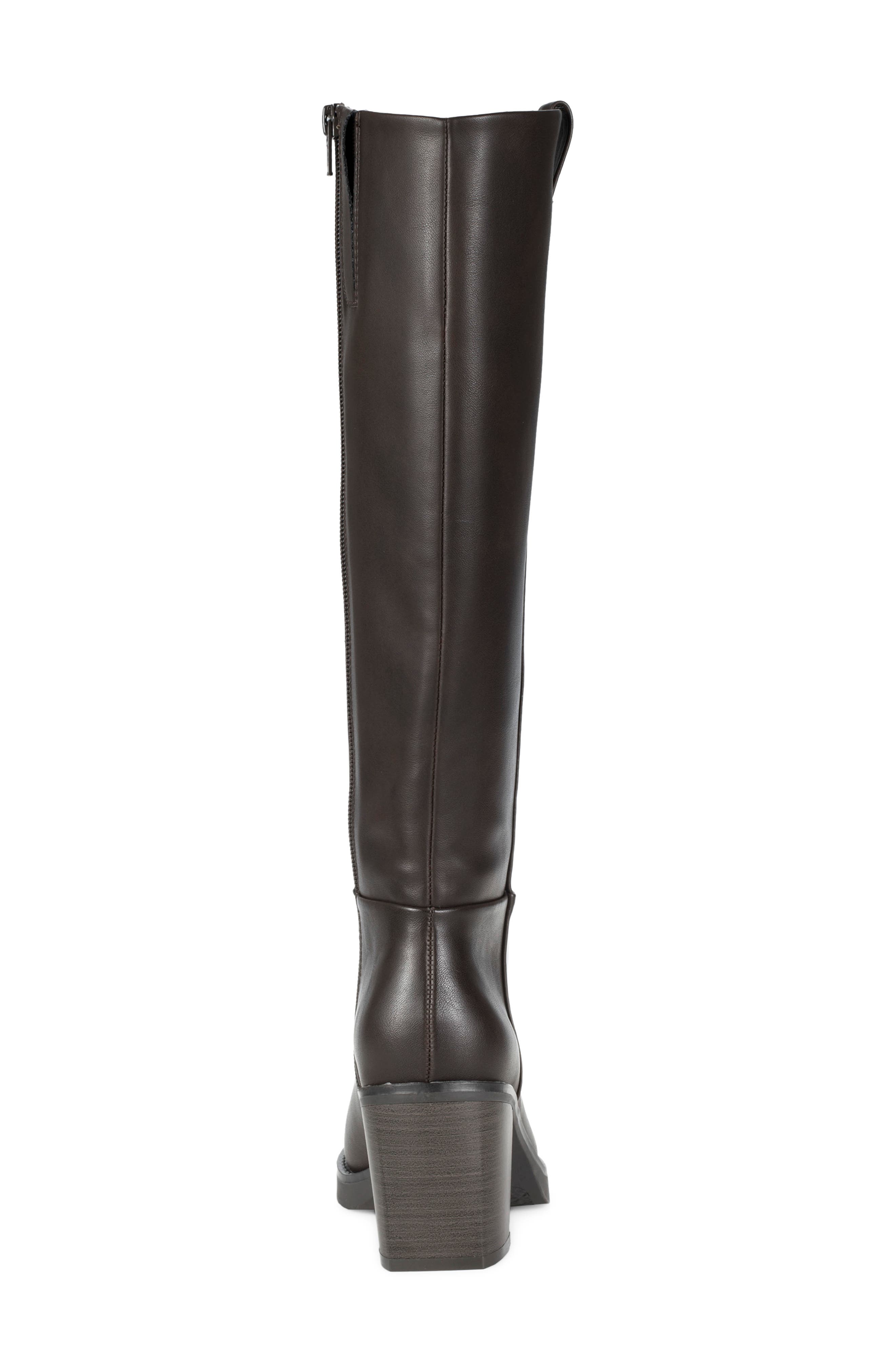 Gretchen Faux Leather Wide Calf Knee High Boot, Alternate, color, DARK BROWN