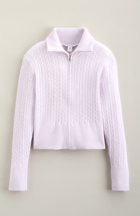 Kids' Cable Knitted Zip Cardigan