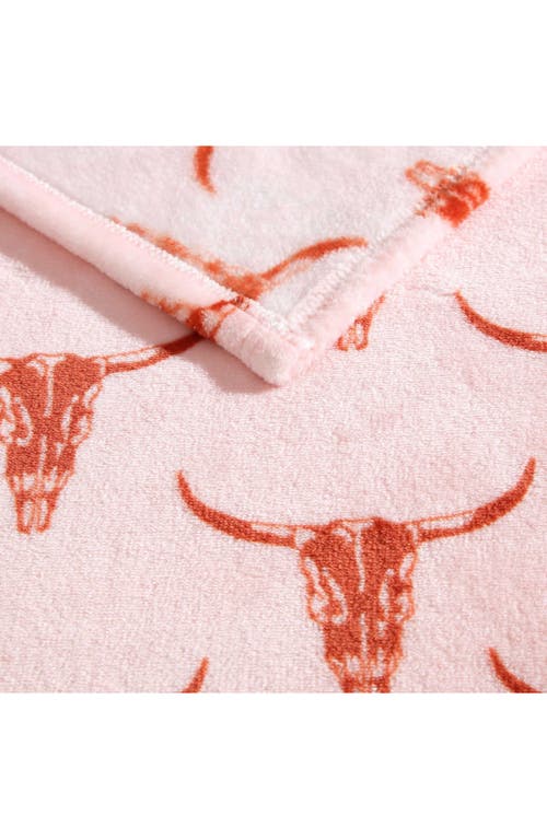 Wrangler Steer Head Ultra Soft Plush Fleece Reversible Thro In Pink