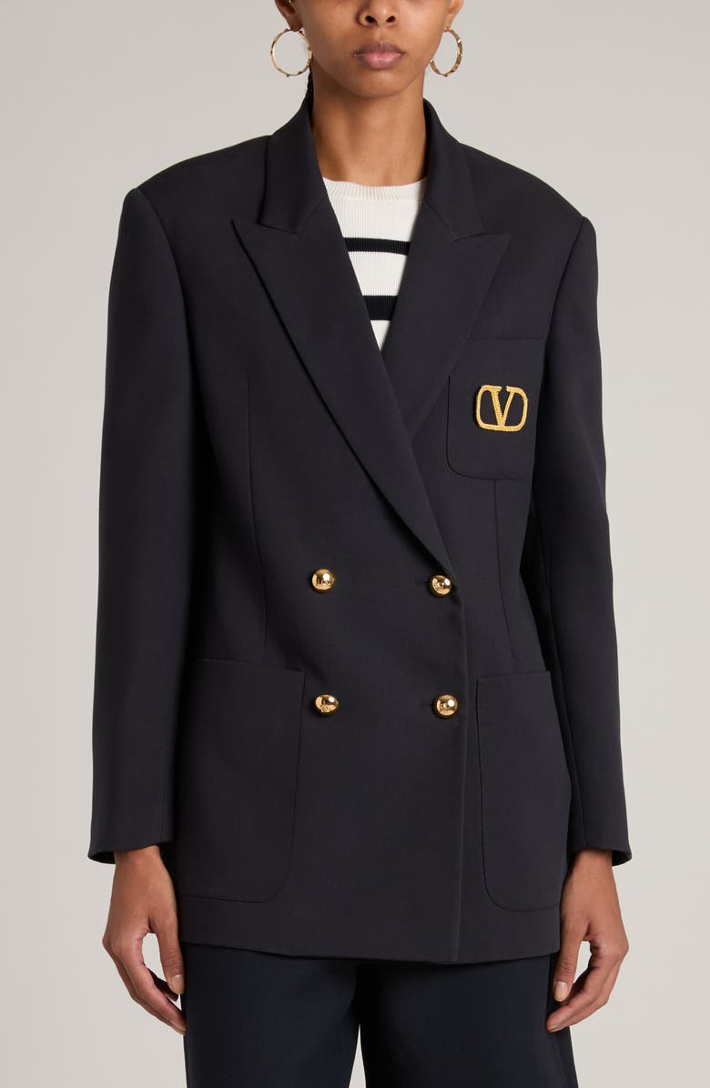 Valentino Garavani VLOGO Button Double Breasted Virgin Wool Jacket, Alternate, color,