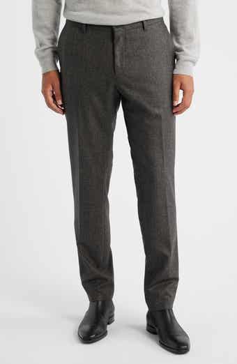 Genius Slim Fit Flat Front Microcheck Brushed Wool Dress Pants