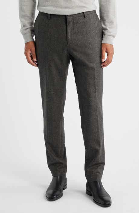 Genius Slim Fit Flat Front Microcheck Brushed Wool Dress Pants