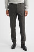 BOSS Genius Slim Fit Flat Front Microcheck Brushed Wool Dress Pants