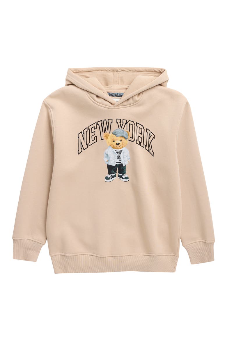 Kids' New York Bear Graphic Hoodie, Main, color, SAND