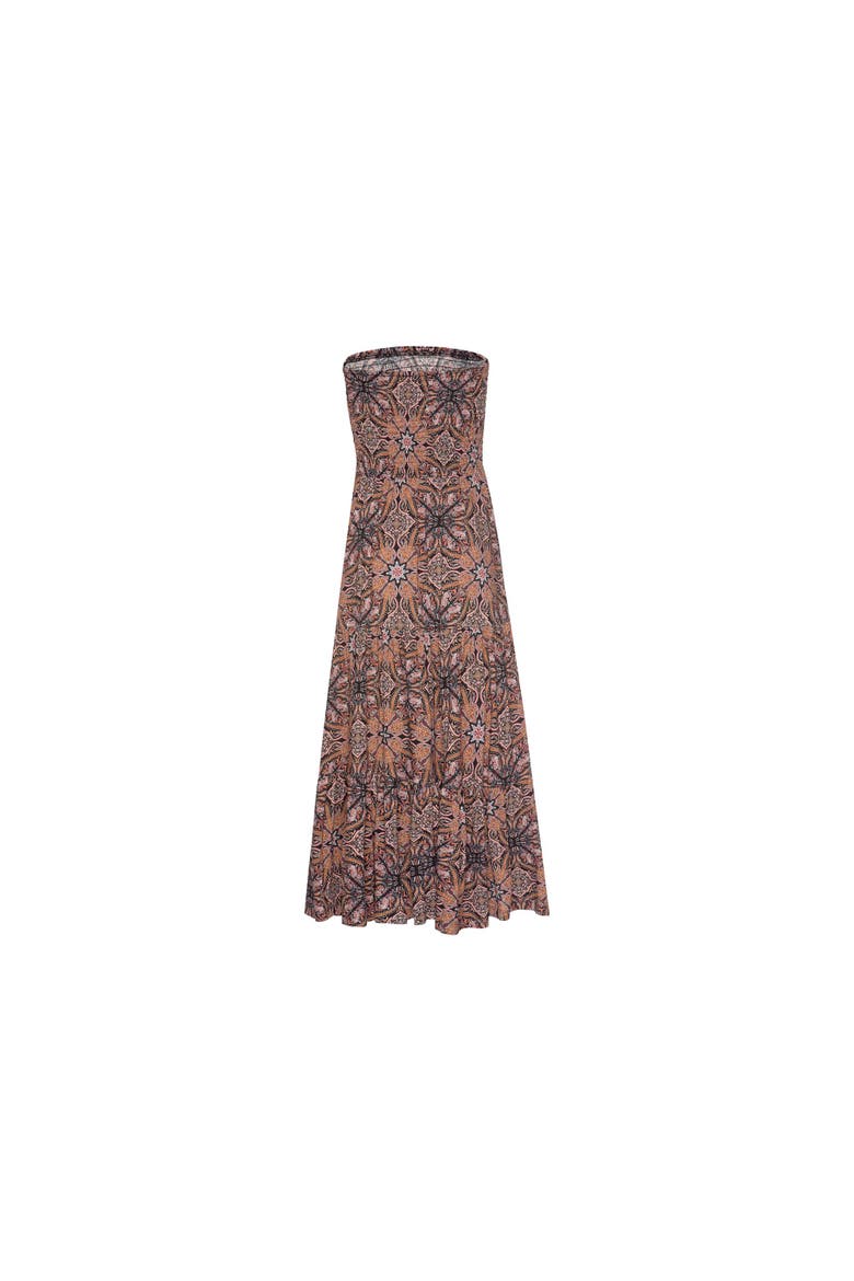 Women's Smocked Convertible Maxi Dress, Alternate, color, Brown Multi