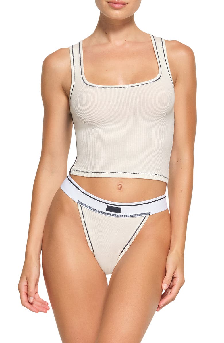 SKIMS Stretch Cotton Rib Tank Top, Main, color,