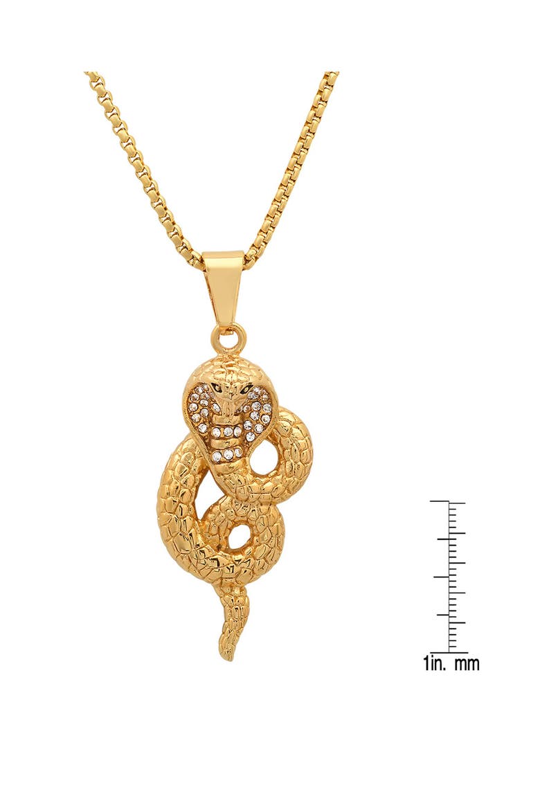 Men's 18K Gold Simulated Diamond Snake Pendant Necklace, Alternate, color, GOLD