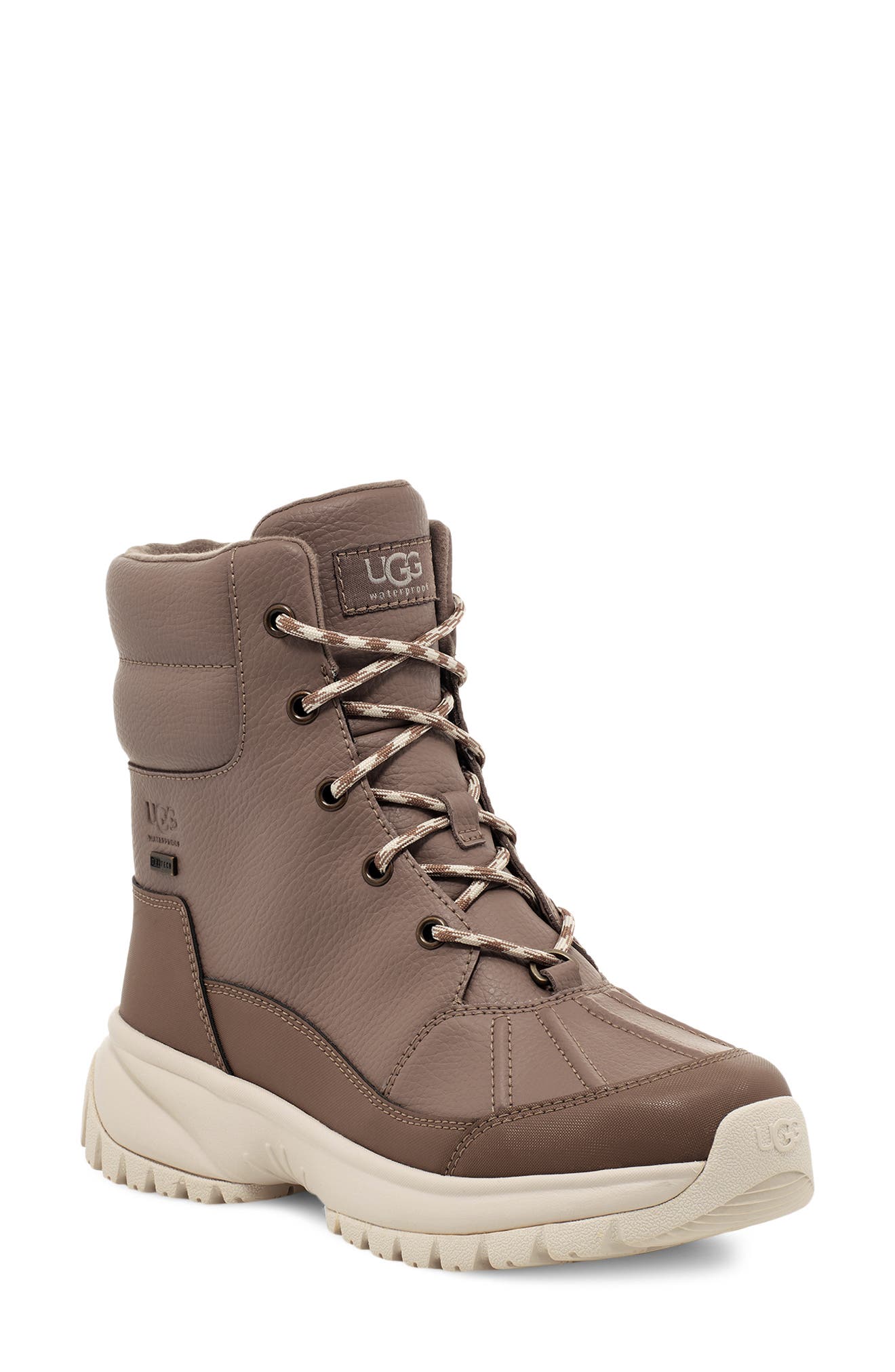 Yose Waterproof Lace-Up Boot, Main, color, CARIBOU LEATHER