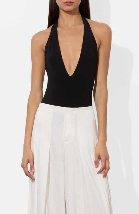 Alice + Olivia Pippa Plunge Halter Bodysuit