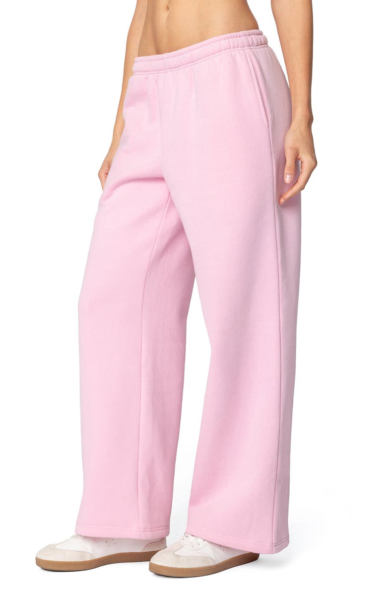 EDIKTED Logo Wide Leg Sweatpants, Alternate, color, Pink