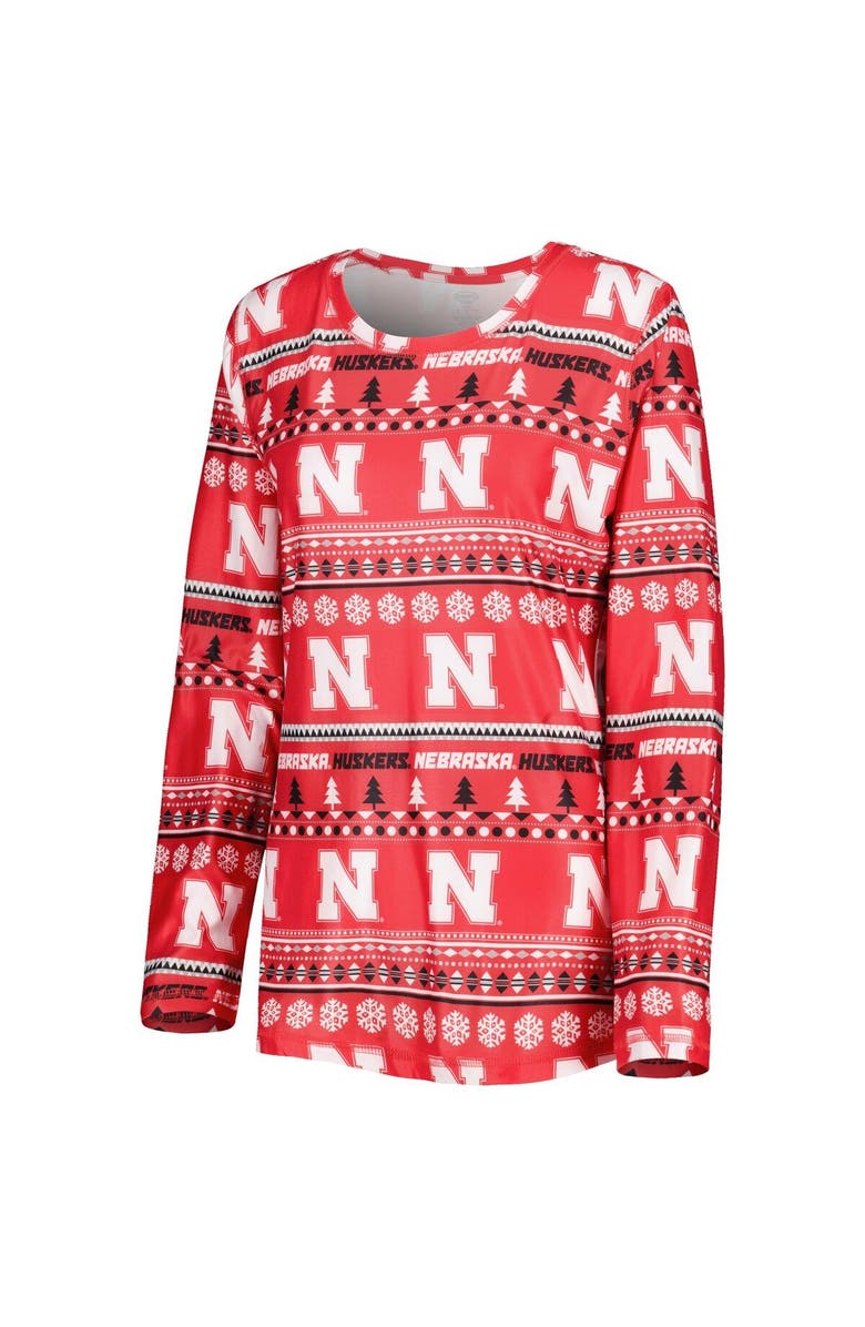 CONCEPTS SPORT Women's Concepts Sport Scarlet Nebraska Huskers Holiday Long Sleeve T-Shirt and Pants Sleep Set, Alternate, color, Scarlet