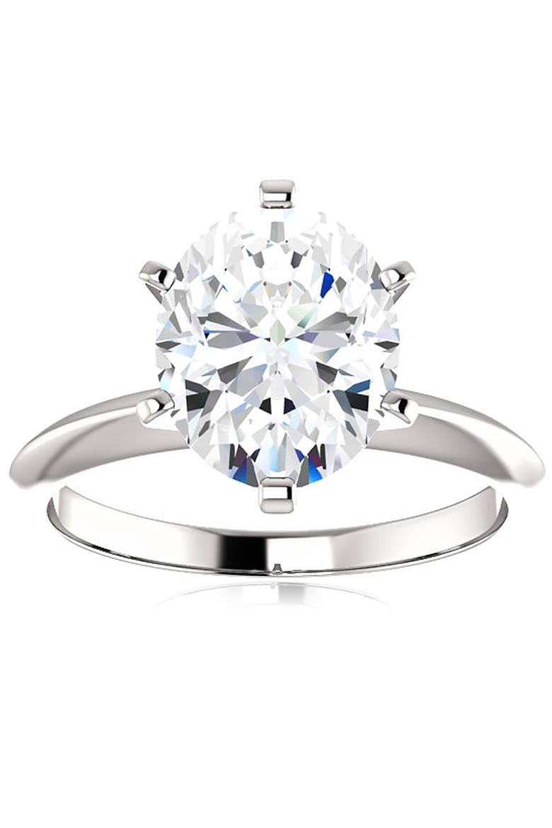 3 Ct Oval Moissanite Solitaire Engagement Ring 14k Gold, Main, color, 14k White Gold